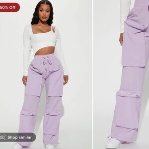 Lavender parachute pants